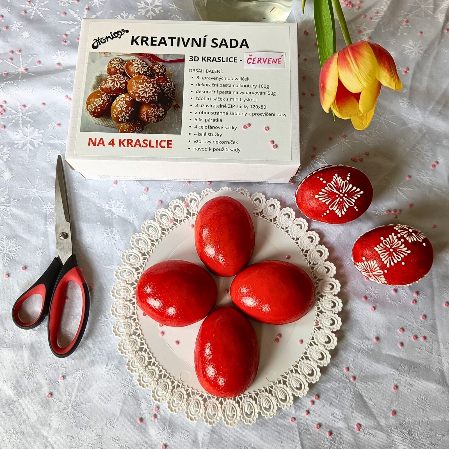 Kreativní sada 3D kraslice červené.